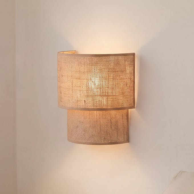 Duolla Wandlamp Boho, jute/jute, hoogte 22 cm, textiel, E27