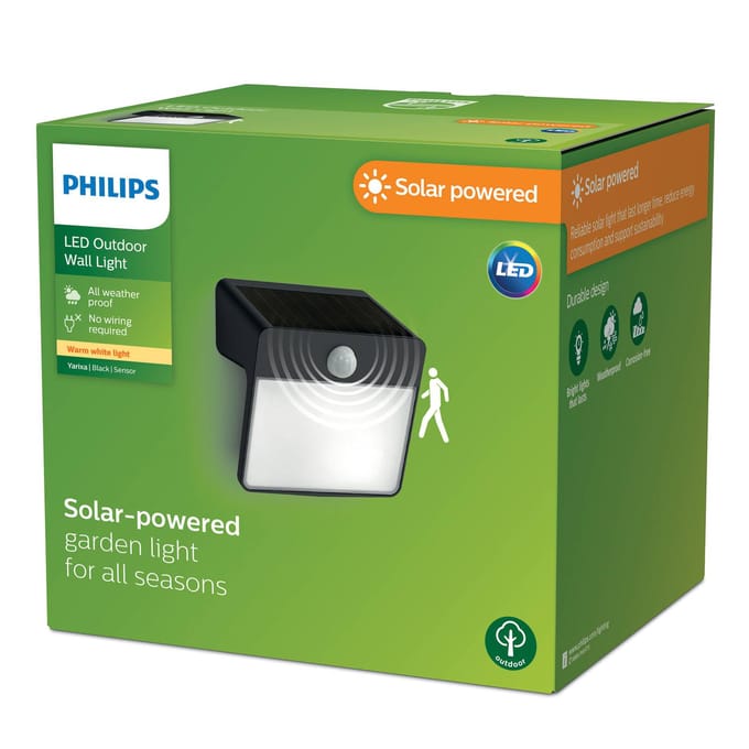 Philips Solar Wandlamp Yarixa Zwart 2,2w Met Sensor