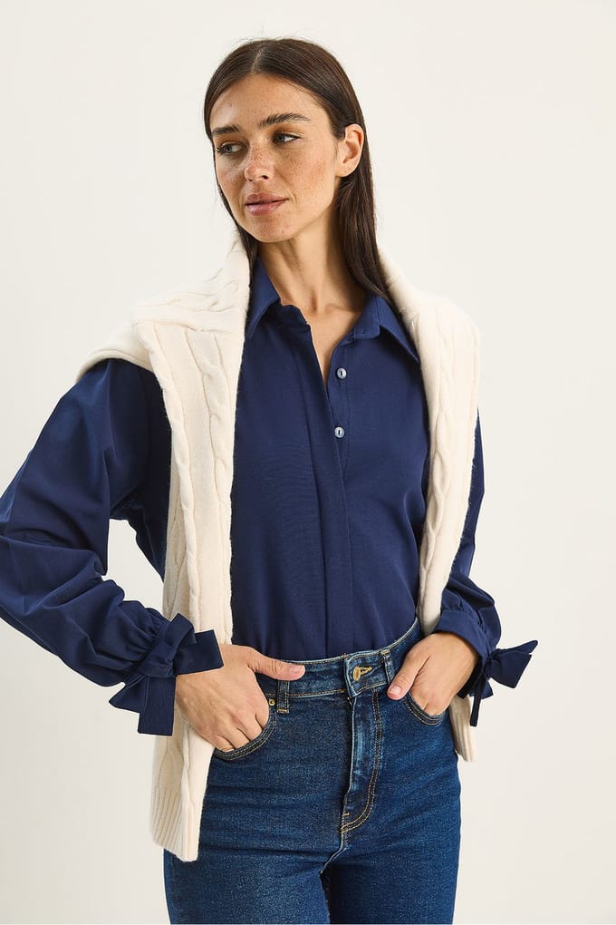 Knopsluiting Relaxed Fit Katoen-Polyester Shirt
