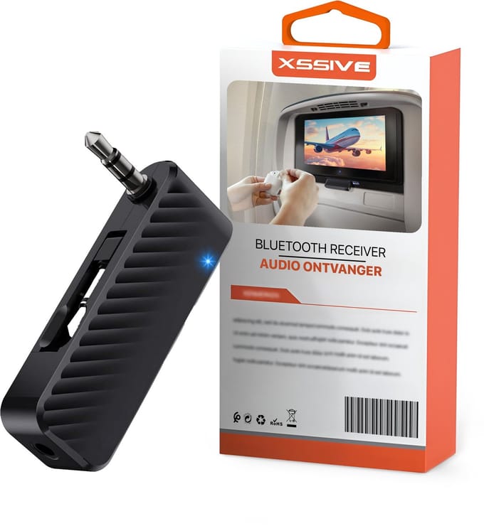 Xssive AR05 Bluetooth Receiver - Vliegtuig Adapter & Bluetooth Ontvanger Auto - Geschikt voor PS5, Nintendo Switch, Aux Jack, Koptelefoon & Oortjes