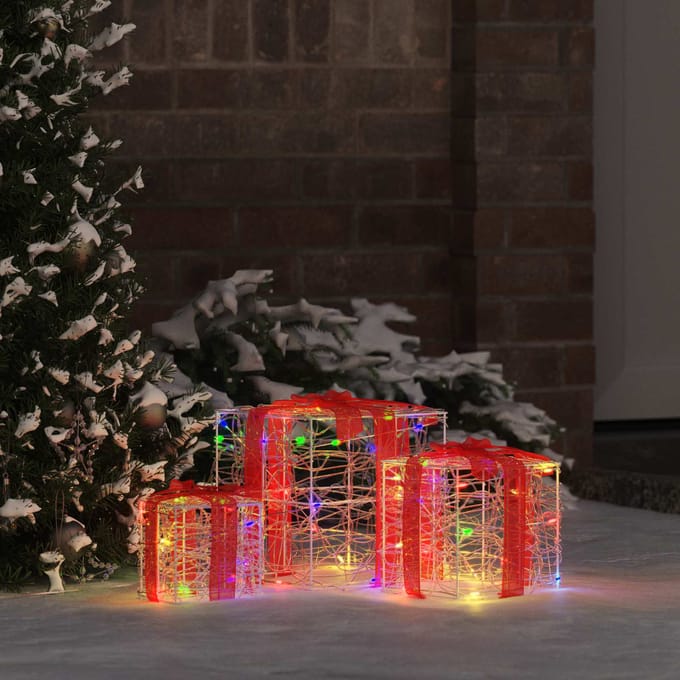 vidaXL - 3 - st - 60 - LED's - Multikleur - 20 - x - 20 - x - 20 - cm - Acryl
