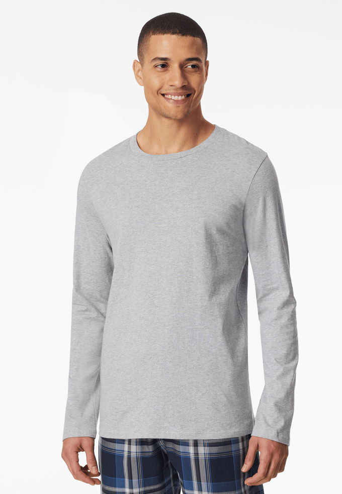 Schiesser heren mix + relax O-hals pyjamashirt longsleeve grijs