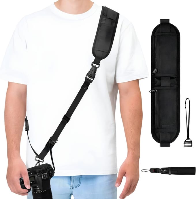 KAD® Camera Strap - Camera Riem - Camerariem - Zwart - 24cm x 8cm x 6cm