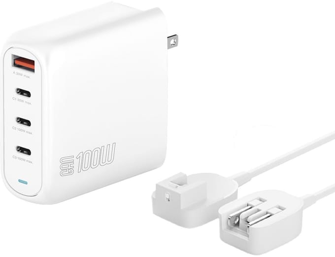 4Smarts USB-oplader 100 W 3x USB-C, USB-A Quick Charge, USB PD Wit Binnen GaN, USB Power Delivery (USB-PD)