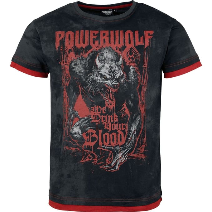 Powerwolf EMP Signature Collection Heren T-shirt - donkergrijs/rood - L
