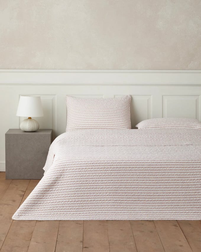 English Home Belle Band Bedsprei 200x220 cm – 2-persoons – Multifunctionele Sprei – Polyester – Roze