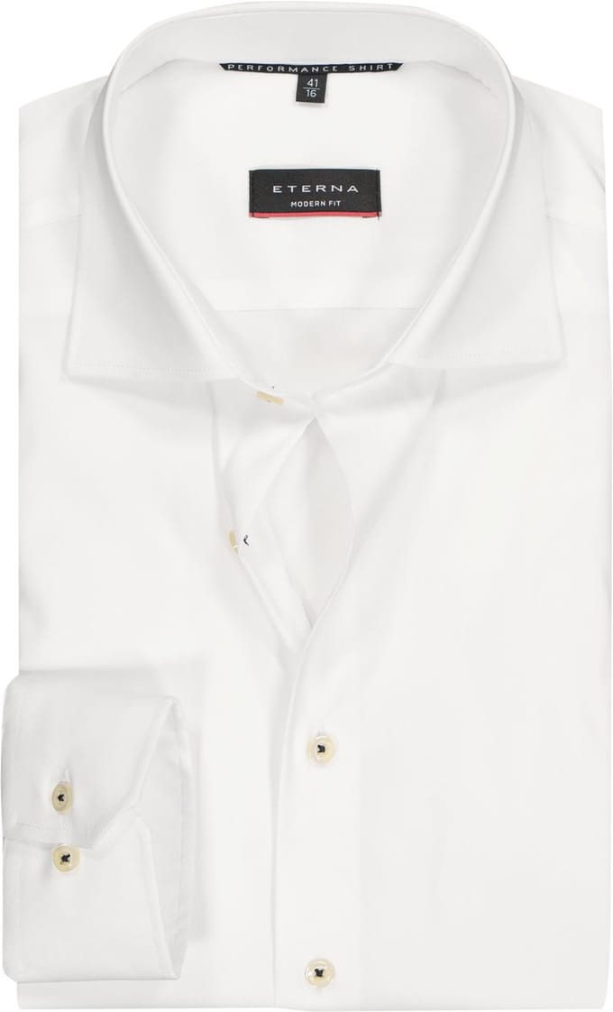 ETERNA modern fit overhemd - superstretch lyocell heren overhemd - wit - Strijkvriendelijk - Boordmaat: 43