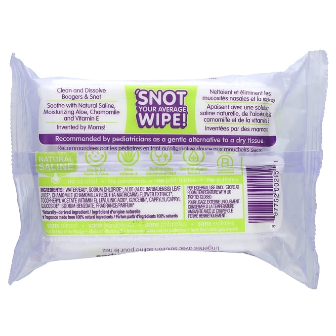 Boogie Wipes, milde zoutoplossing neusdoekjes, lavendelgeur, 30 stuks purple