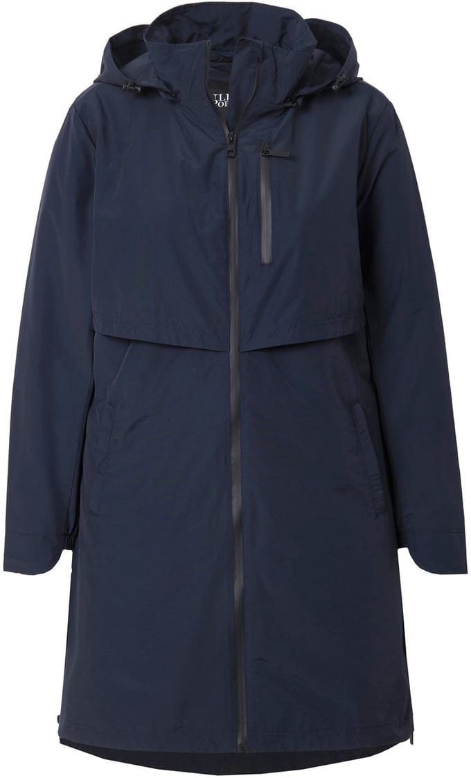 Ulla Popken - Dames - Parka zijsplitten met rits capuchon ritszakken - Marine - Maat 42+