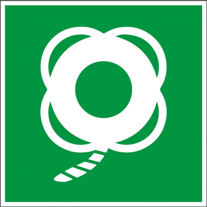Reddingsboei met lijn sticker - ISO 7010 - E041 300 x 300 mm