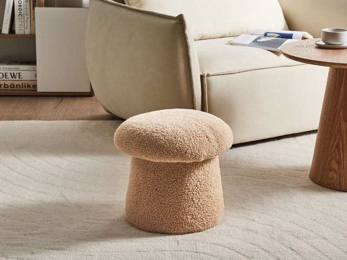EUFAULA - Poef - Beige - Bouclé