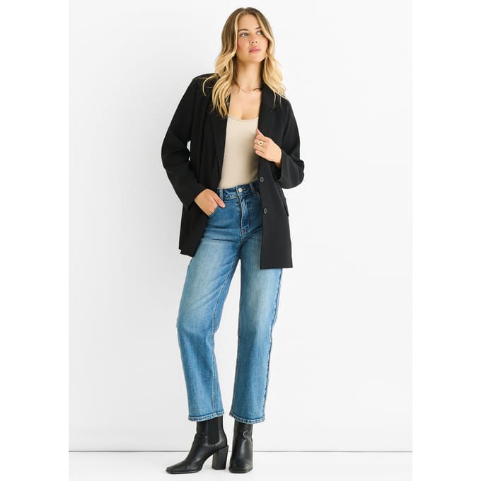 Zwarte oversized gedrapeerde blazer