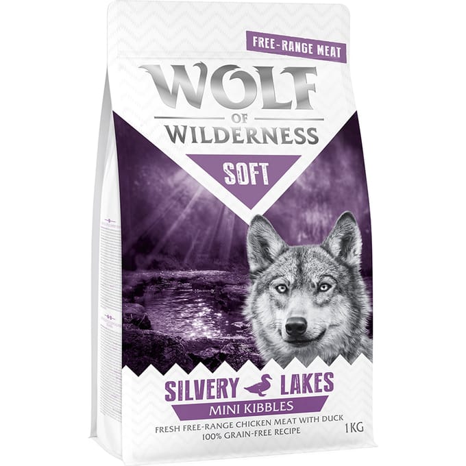 1kg Mini "Soft Silvery Lakes" Scharrelkip & Eend Wolf of Wilderness Hondenvoer