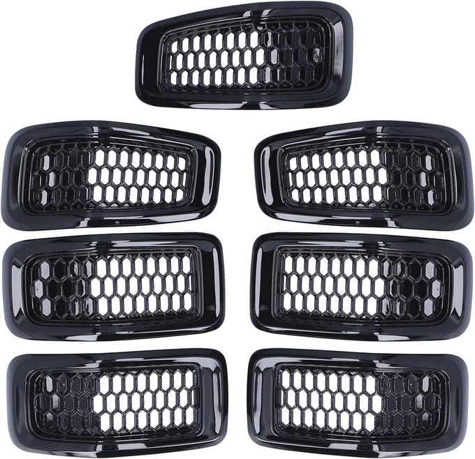 Auto Grille Inserts, 7 Stuks Grille Beschermtrim Accessoires voor Cherokee 2014-2018