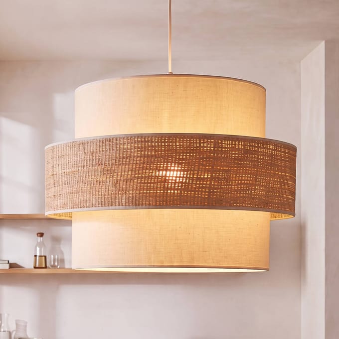 Duolla Hanglamp Space, ecru/beige, 1-lamp, textiel, E27