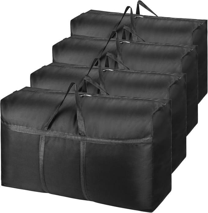 Extra grote zware opbergdozen met deksels - 4-pack 180L voor verhuizing en opslag