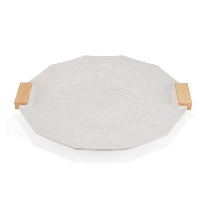 41CM Buiten Grillpan 5MM Verdikte Coating Steen Handvat Meerdere Vuurbronnen Compatibel Wit wit