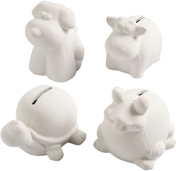 CC Money Box, H: 7-10 cm, white, 4 pc/ 1 pack