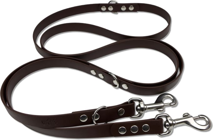 Miqdi - verstelbare, handsfree hondenriem van BioThane®- 3 meter lang - bruin - L - voor grote honden
