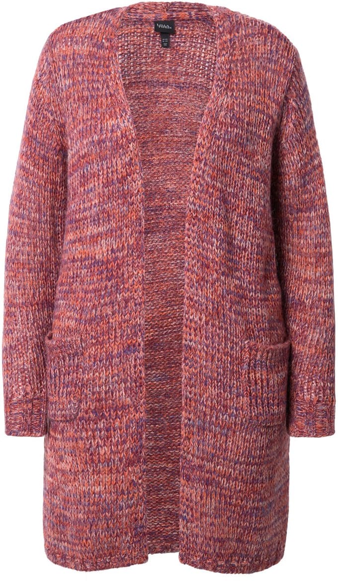 Ulla Popken - Dames - Lang vest grof breisel V-hals lange mouw - Roest bruin - Maat 54+