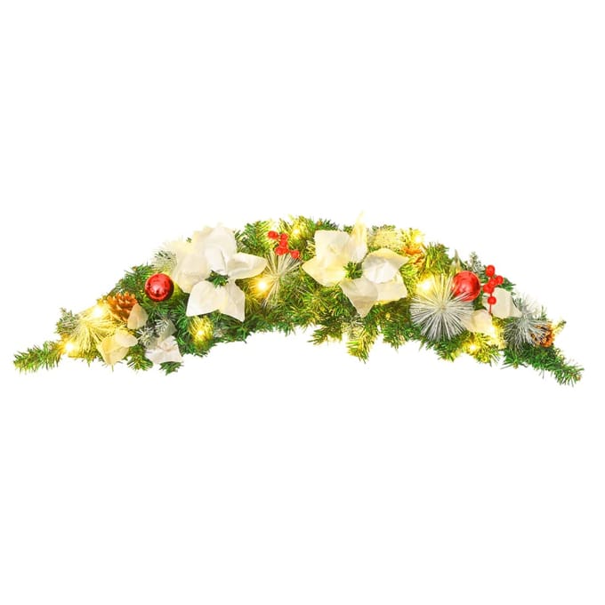 vidaXL - Kerstboog - met - LED-lampjes - 90 - cm - PVC - groen