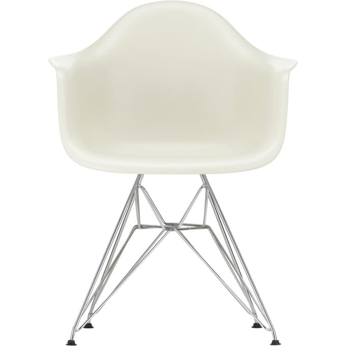 Vitra - DAR Eames Plastic Armchair - kiezelsteen RE - verchroomd - beige