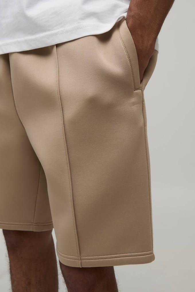 Slim Pintuck Shorts | Taupe | Size Medium