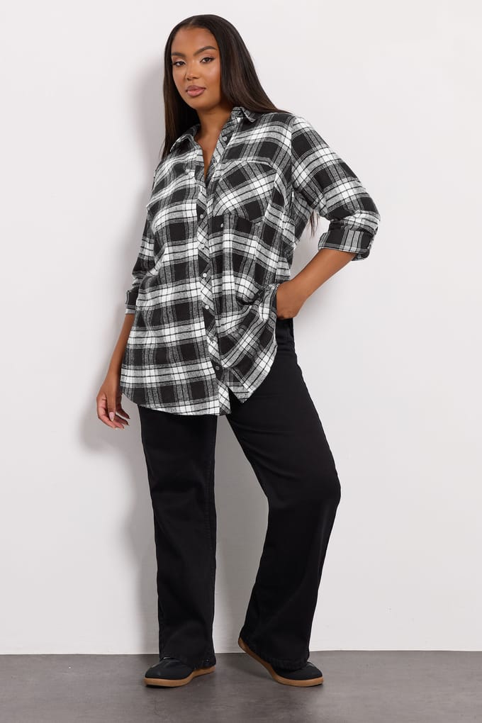 Yours Zwart Geruit Boyfriend Shirt Size 48