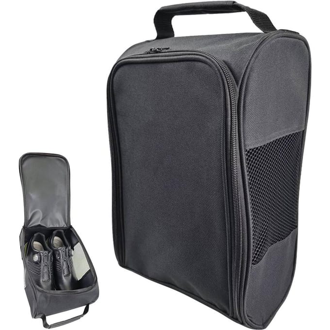 Sac à chaussures de Golf en tissu Oxford, sac de rangement respirant pour baskets de Golf à fermeture éclair noir
