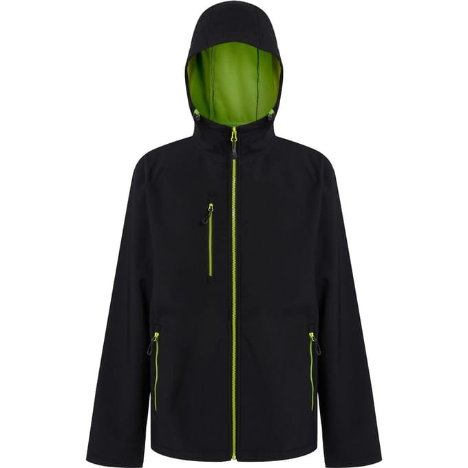 Regatta Heren Navigate Dubbellaags Soft Shell Jacket met capuchon (Zwart/Lijkgroen)