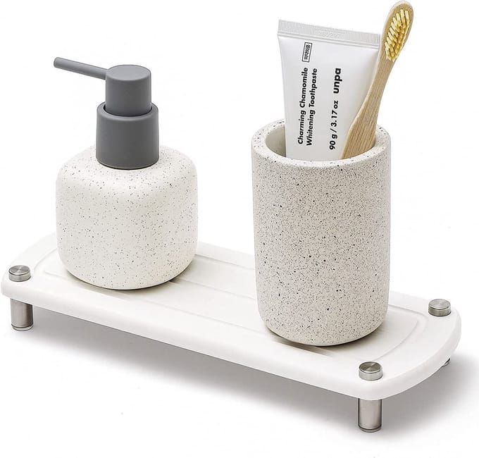 Without Lemon - Sneldrogend Gootsteen Organizer - Badkamer/Keuken - Instant dry - Houder - Kleur: Wit