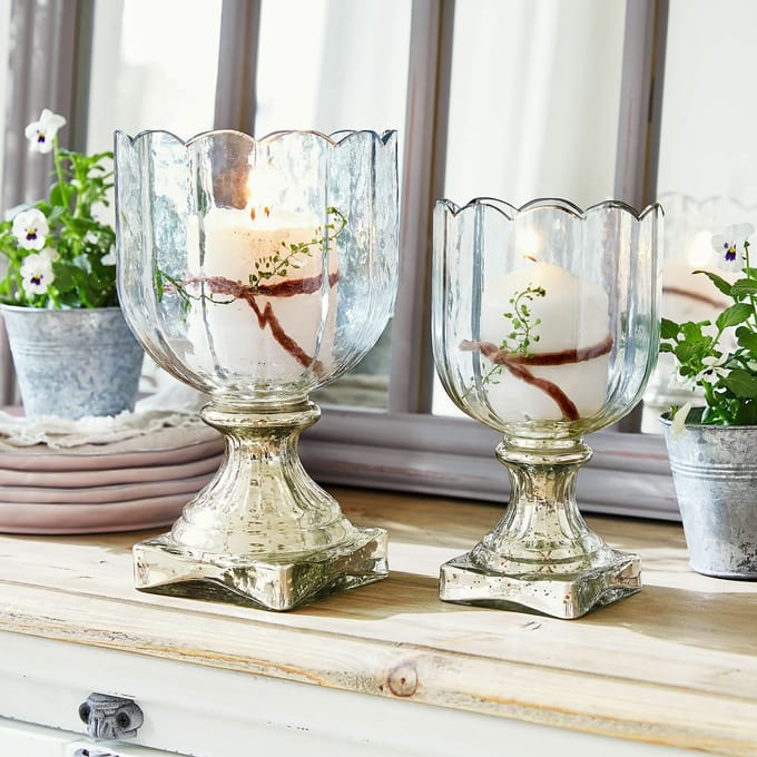 LOBERON Windlicht set van 2 Jovique helder/zilverkleurig