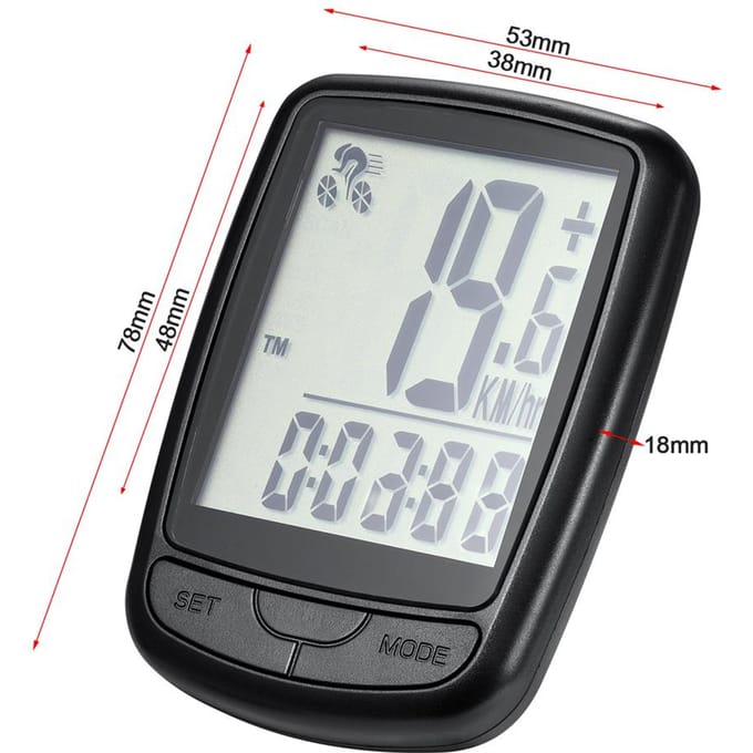 Draadloze Fietscomputer Fietssnelheidsmeter Waterdichte Fietscomputer met Snelheidssensor LED zwart/rood