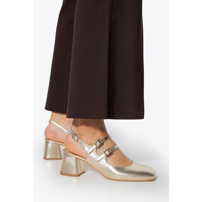 Wittchen Dames Leren Pumps met Bandjes Goud Echt Leer