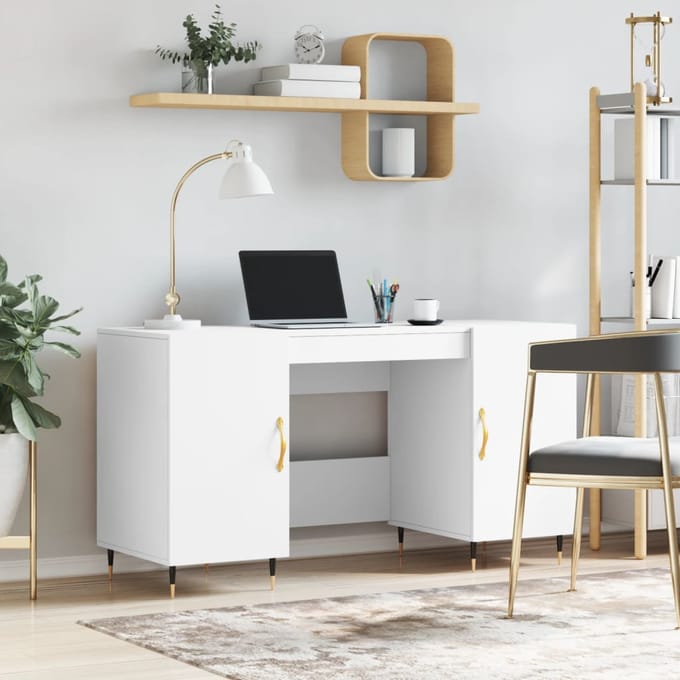 Vidaxl Bureau, Wit, 140X50X75 Cm, Materiaal Houtvezelplaat
