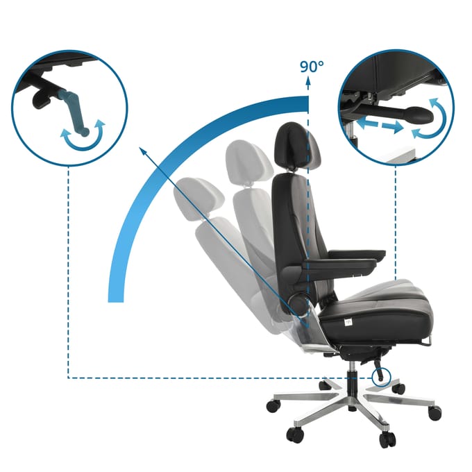 Bureaustoel / Directiestoel 24 HOURS F I leder zwart hjh OFFICE