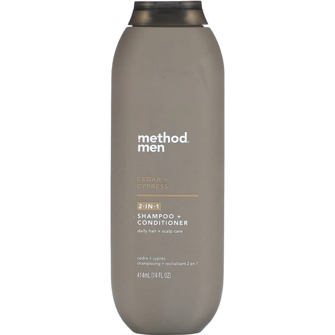 Méthode, Hommes, Shampoing + Après-shampoing 2 en 1, Cèdre + Cyprès, 410 ml (414 ml) gray