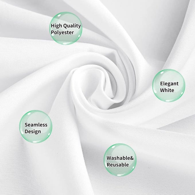 Set van 4 Witte Rechthoekige Tafellakens 153x320 cm Polyester voor Feest en Diner