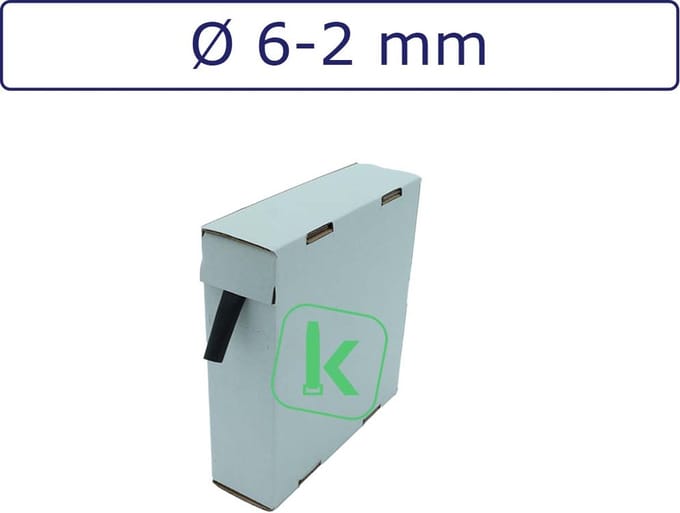 PRO-TIE® - Krimpkous 6-2 mm Zwart UV Dunwandig krimpverhouding 3:1 (Box 10 meter) - PRO-TIE