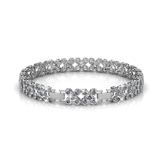 Bloemige armbanden - Zilver en kristal