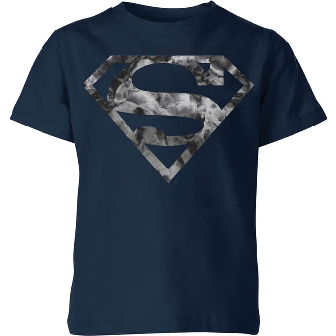 Marble Superman Logo Kids' T-Shirt - Navy - 98/104 (3-4 jaar)