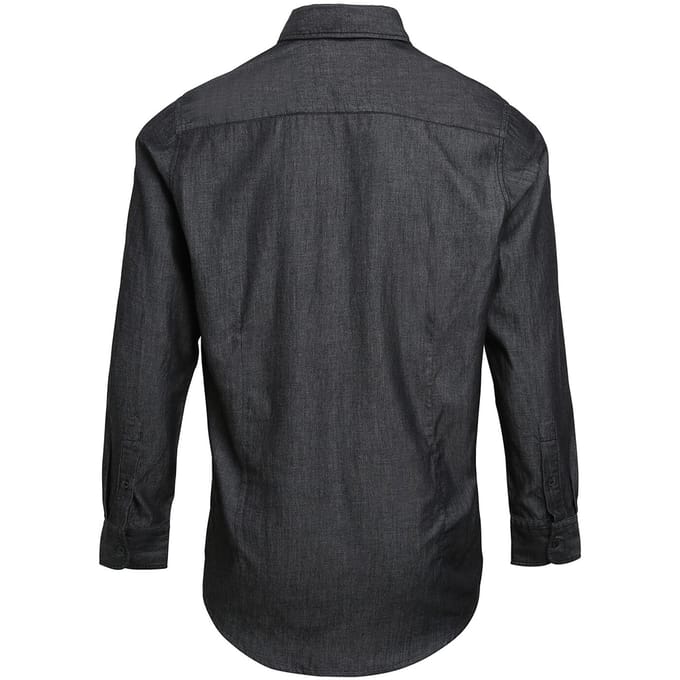 Premier Heren Jeanssteek Lange Mouw Denim Shirt (Zwarte denim)