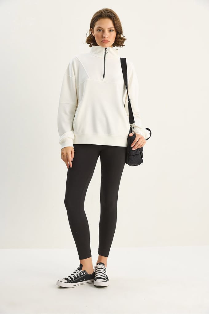 Relaxed Fit Ritskraag Gebreide Sweater