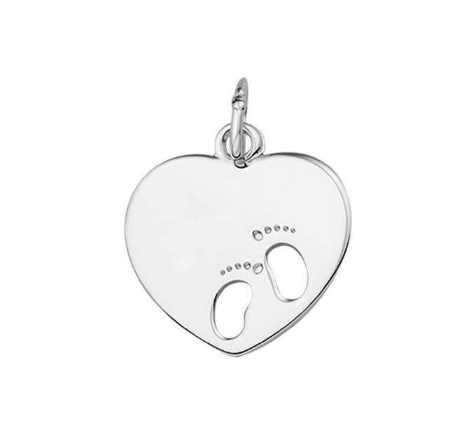 Zilver Gerhodineerde Graveerhartje gestanste voeten 1329801