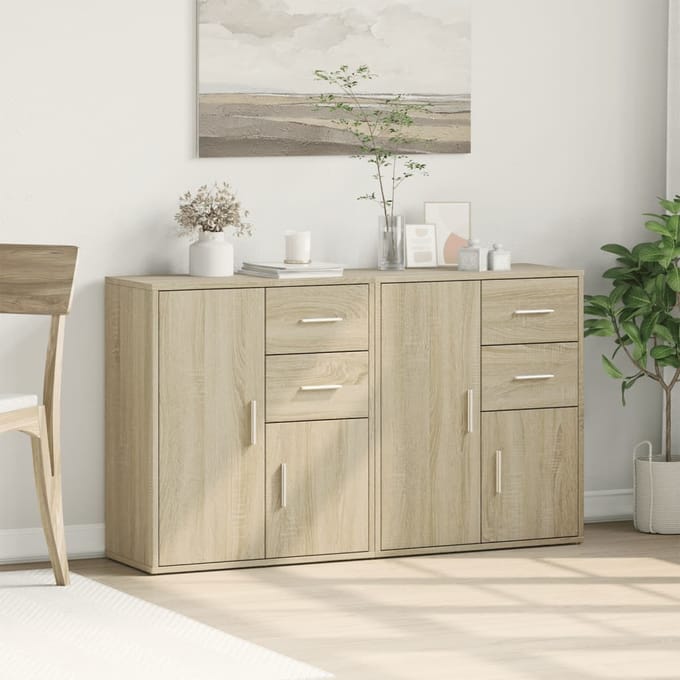 vidaXL - Dressoirs - 2 - st - 60x31x70 - cm - bewerkt - hout - sonoma - eikenkleurig