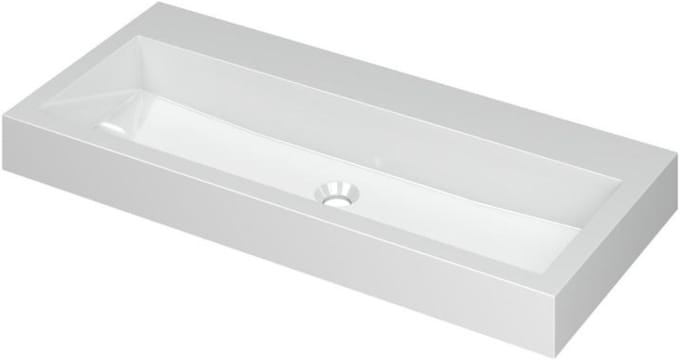 INK Momento Wastafel Polystone Zonder Kraangat - 1000x450x90 mm - Glans Wit