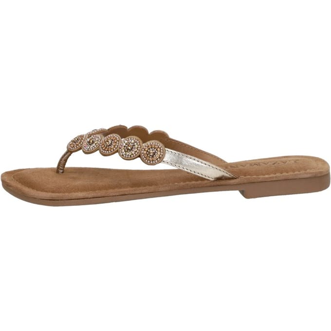 Lazamani - Lea Dames Slippers Leer Gold - Maat 36