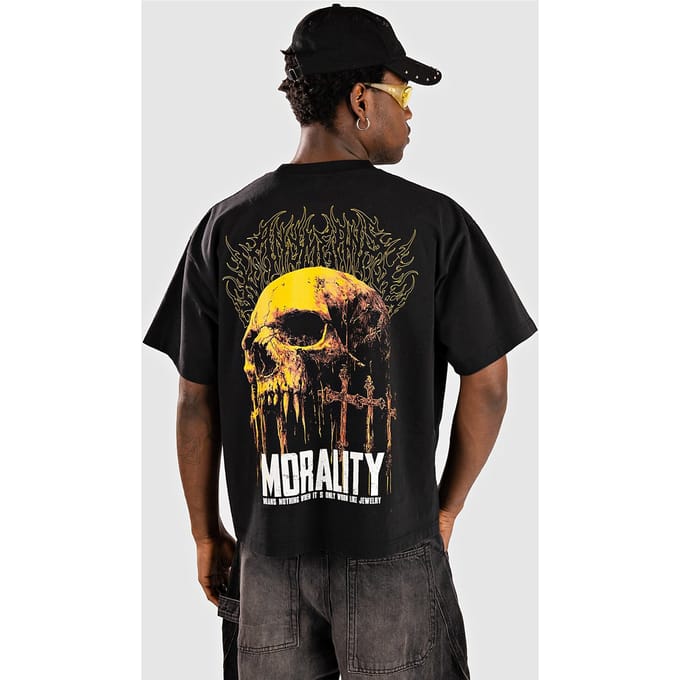 Any Means Necessary Morality Cropped T-Shirt zwart