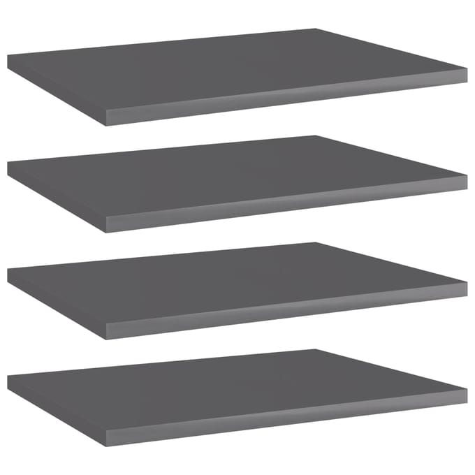 vidaXL - Wandschappen - 4 - st - 40x30x1,5 - cm - spaanplaat - hoogglans - grijs