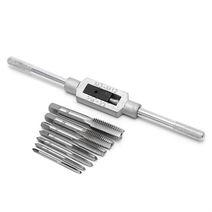 8 stuks draad metrische machine handschroefdraad plug taps set M3 M4 M5 M6 M8 M10 M12 met 1 stuks gray